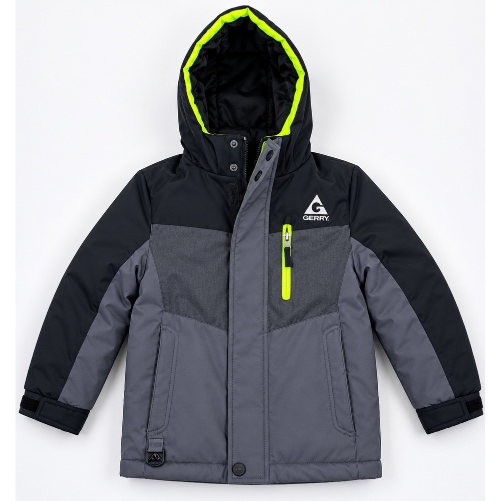 Gerry Boys XS 5/6 3-in-1 Systems Winter Jacket Black Grey Neon Yellow Coat